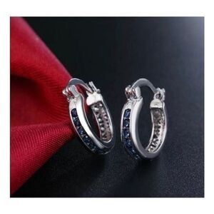 The Prize Earring in Blue Hoop, huggie in 925 & sapphire